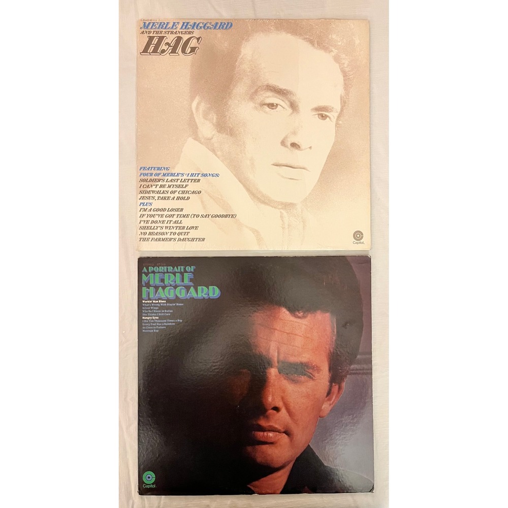 Merle Haggard Vinyl Record Lot Hag & A Portrait of Merle Haggard Capitol LP 2pk